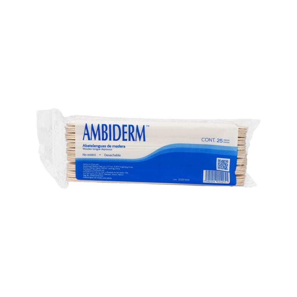 ABATELENGUAS de MADERA (Ambiderm) Paq. c/25 Pzs.