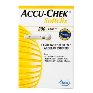 ACCU-CHEK SOFTCLIX Lancetas 28G (0.40mm) Cja. c/200 Pzs.