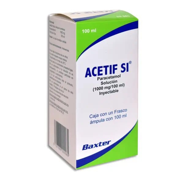 ACETIF SI Sol. Iny. c/1 FCO. AMP. 100 ML. 1000 MG/100 ML.