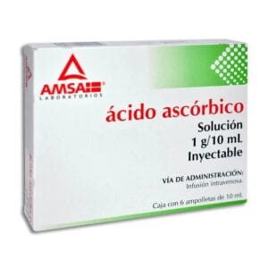 ÁCIDO ASCÓRBICO (Amsa) Sol. Iny. c/6 AMPTAS. 1 G/10 ML.
