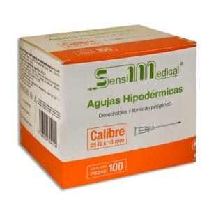 AGUJA HIPODERMICA (Sensimedical) 25Gx16mm. Cja. c/100 Pzs.