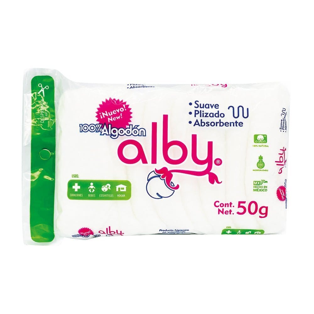 ALGODON ABSORBENTE PLISADO (Alby) Bolsa c/ 50 G.