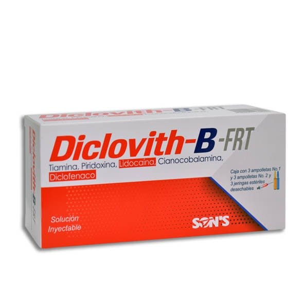 DICLOVITH-B-FRT Sol. Iny. c/3 Dosis 100,100,20,5,75 MG/3 ML. y 3 Jgas.