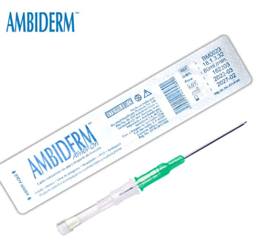 AMBI-ON CATÉTER IV Radiopaco 18Gx32mm. Color Verde c/1 Pza.
