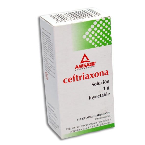 CEFTRIAXONA (Amsa) I.M. Sol. Iny. c/1 FCO. AMP. 1 G/3.5 ML.