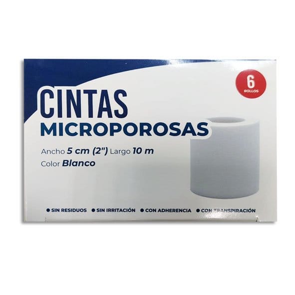 CINTA MICROPOROSA (Codifarma) Rollo Col. Blanco A: 5cm; L: 10m. Caja c/6 Pzs.