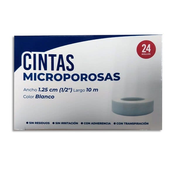 CINTA MICROPOROSA (Codifarma) Rollo Col. Blanco A:1.25cm; L: 10m. Cja. c/24 Pzs.