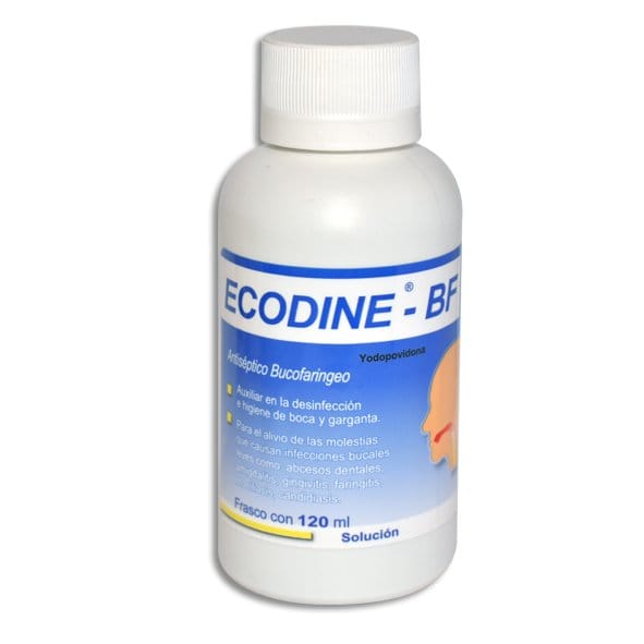 ECODINE-BF SOL. Antiséptico Bucofaríngeo Fco. 120 ML. 8 G/100 ML.
