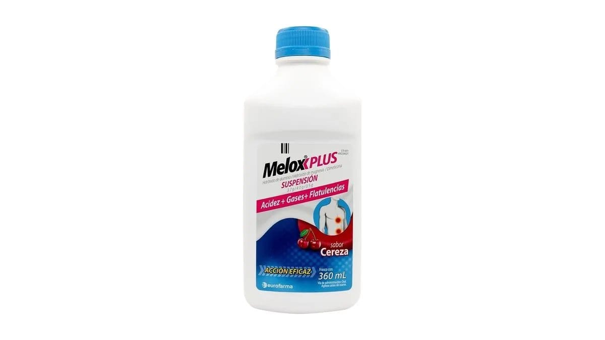 MELOX PLUS SUSP. SAB. CEREZA FCO. 360 ML. 3.7-4.0-0.5 G/100 ML. *EUR*