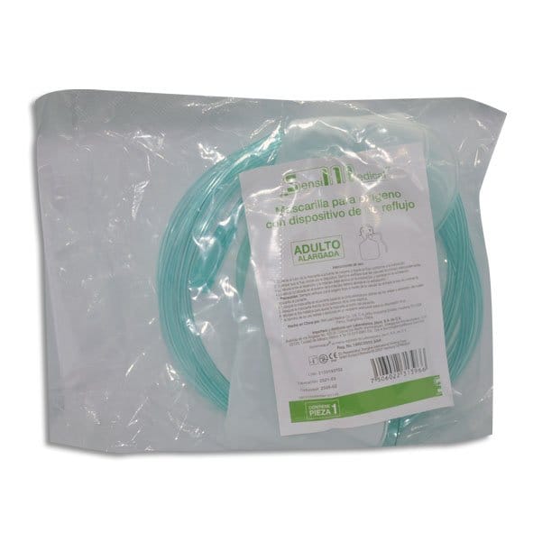 MASCARILLA p/OXÍGENO NO REFLUJO (SensiMedical) ADULTO ALARGADA c/1 Pza.