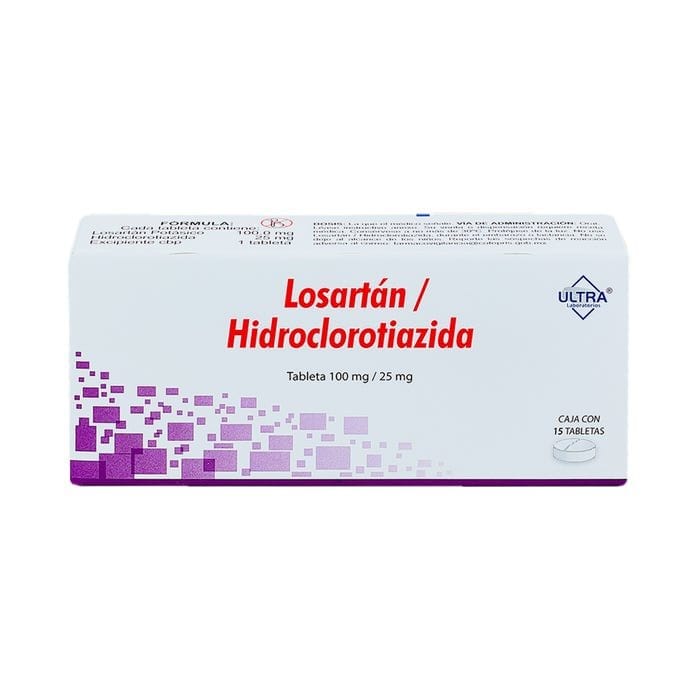 LOSARTÁN/HIDROCLOROTIAZIDA (Ultra) c/15 TABS. 100/25 MG.