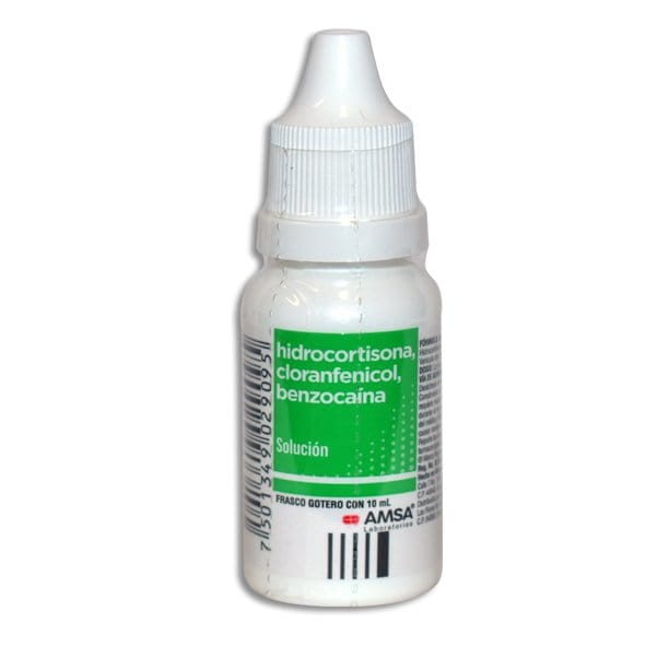 HIDROCNA/CLORANF/BENZOCNA. SOL. ÓTICA Fco. Got. 10 ML. 10-25-20 MG/1 ML.
