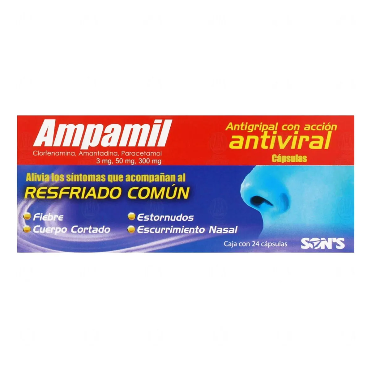 AMPAMIL c/24 CAPS. 3/50/300 MG.