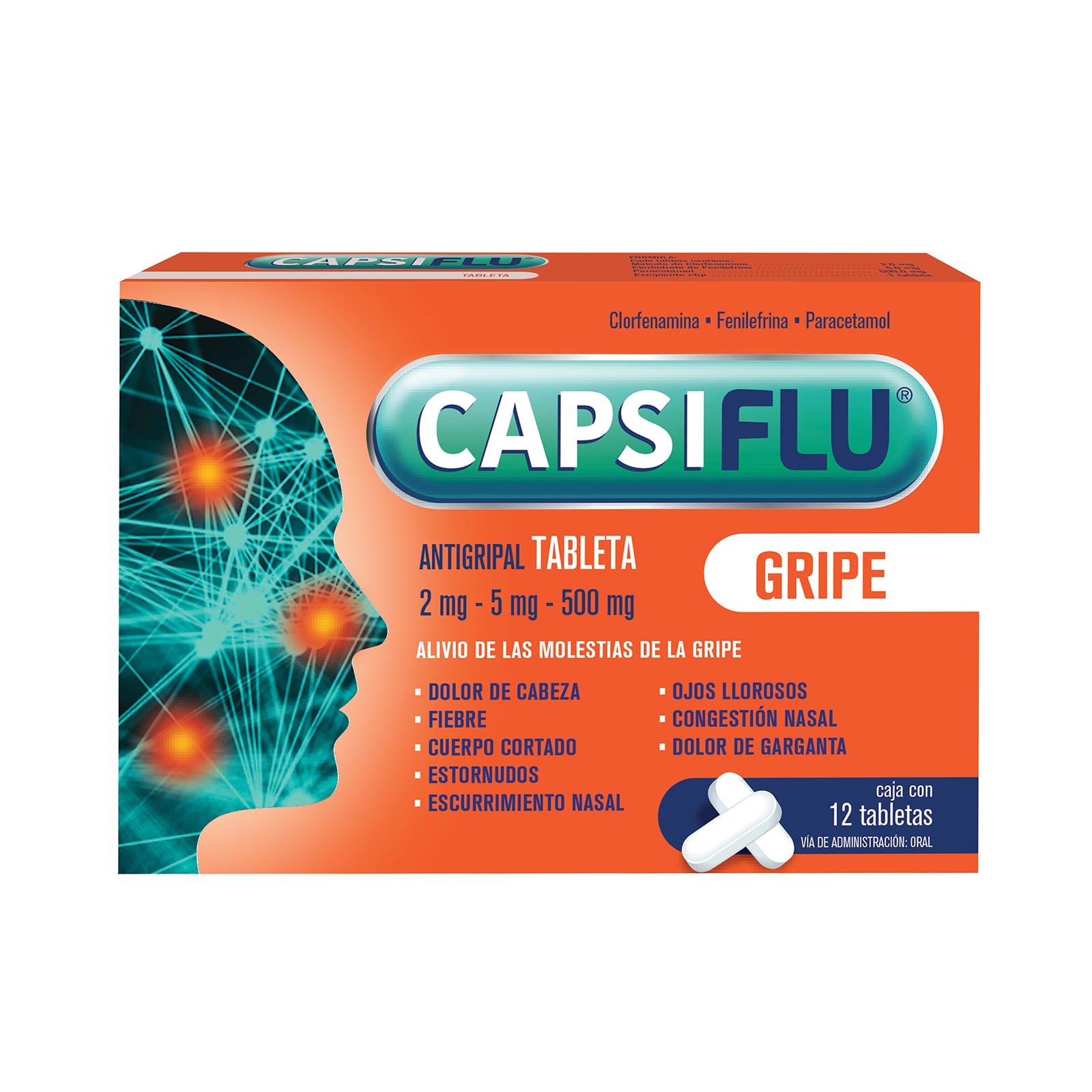 CAPSIFLU GRIPE c/12 TABS. 2/5/500 MG.