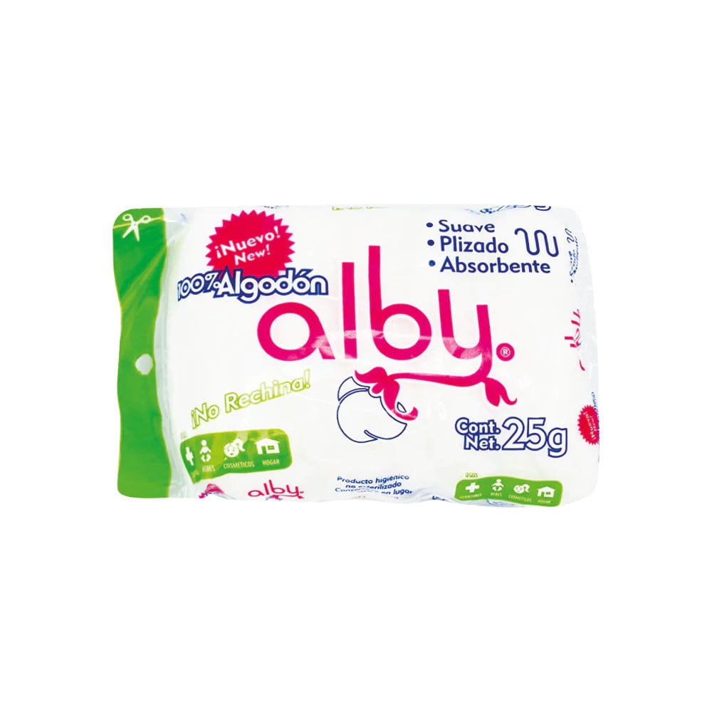 ALGODÓN ABSORBENTE PLISADO (Alby) Bolsa c/ 25 G.