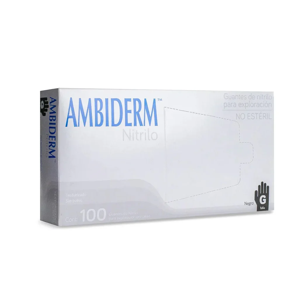 AMBIDERM NITRILO GUANTE EXPLN. NEGRO No Estéril "MED" c/100 Pzs.
