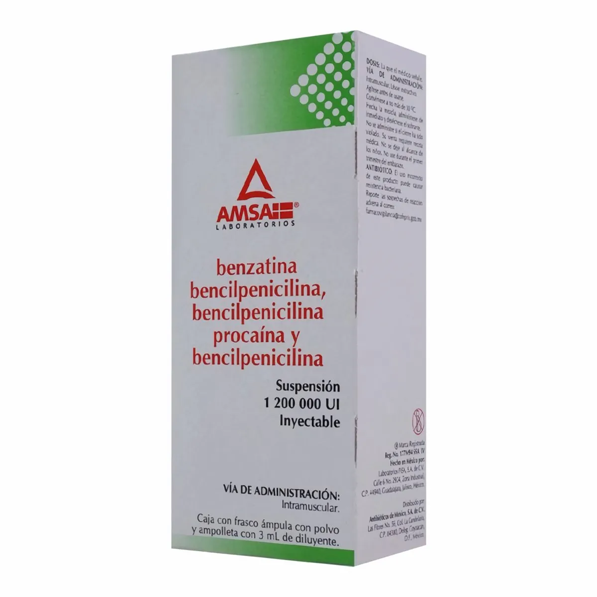 BENZATINA BPNA/BPNA.PROC./BPNA. (Amsa) Susp. Iny. c/1 FCO. AMP. 1´200M UI/3 ML.
