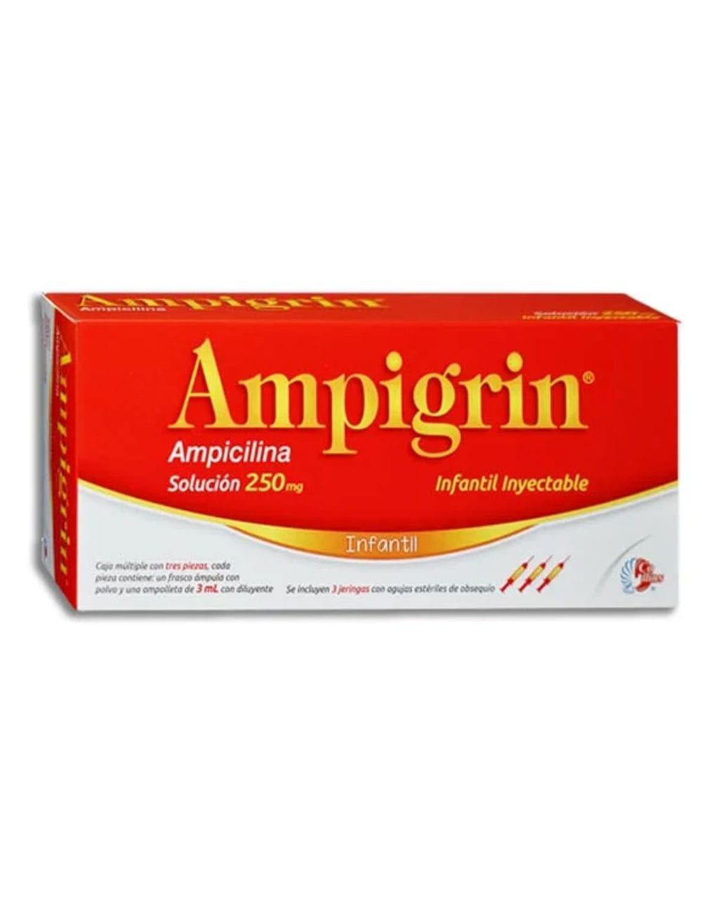 AMPIGRIN INFANTIL Sol. Iny. c/3 FCOS. AMP. 250 MG. y 3 Jeringas.