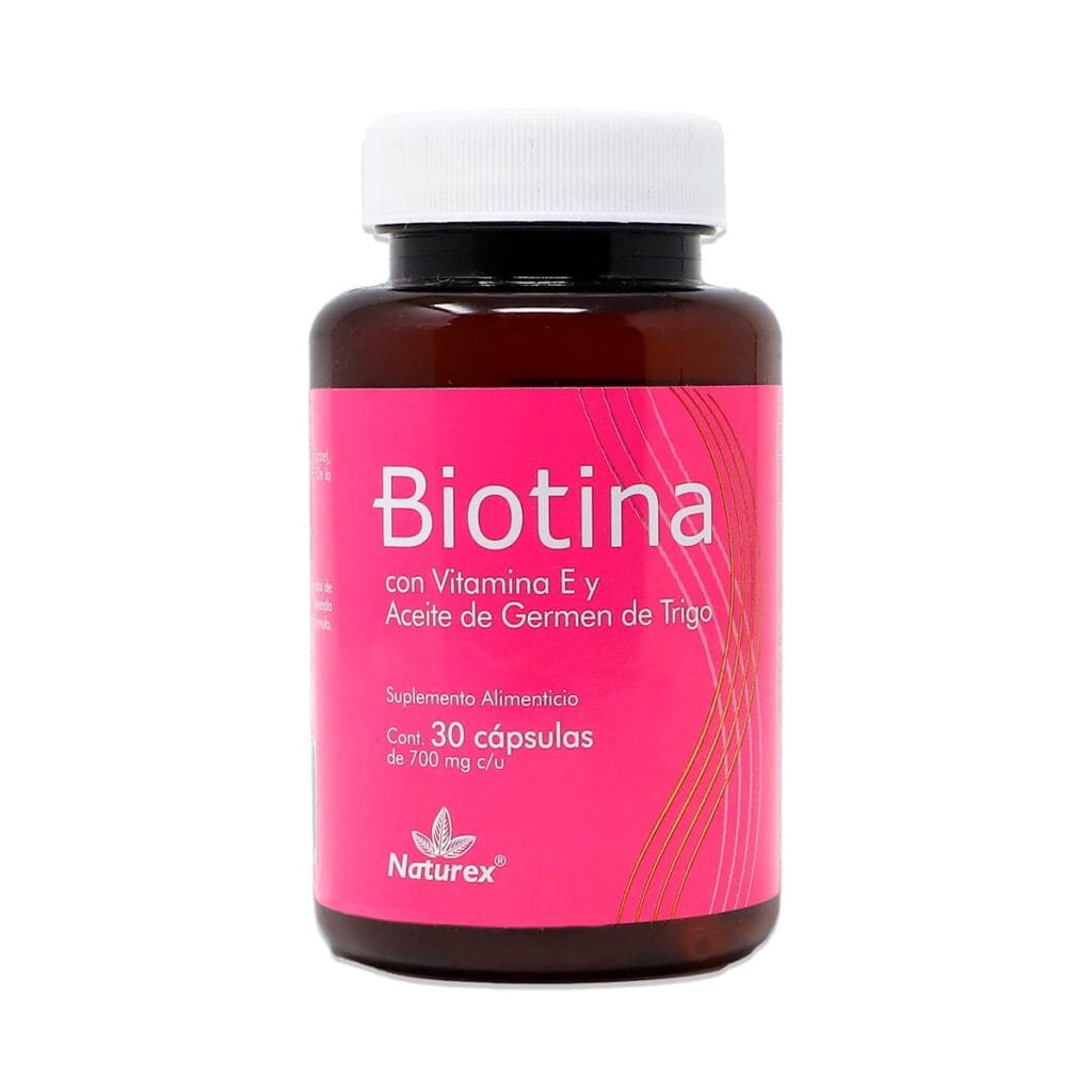 BIOTINA c/VITAMINA E y AC. GERMEN DE TRIGO (Naturex) c/30 CAPS. 700 MG.